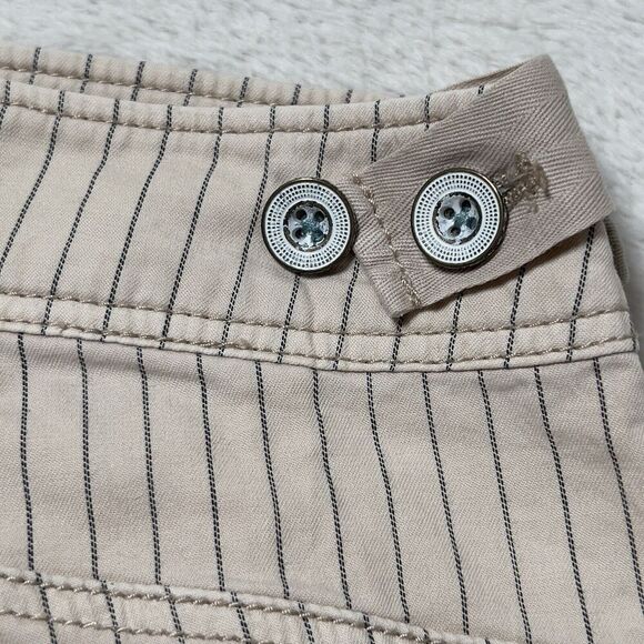 Anthropologie Hei Hei Raye Fold Over Cropped Pants Womens Sz 31 Cream Striped - Picture 12 of 16